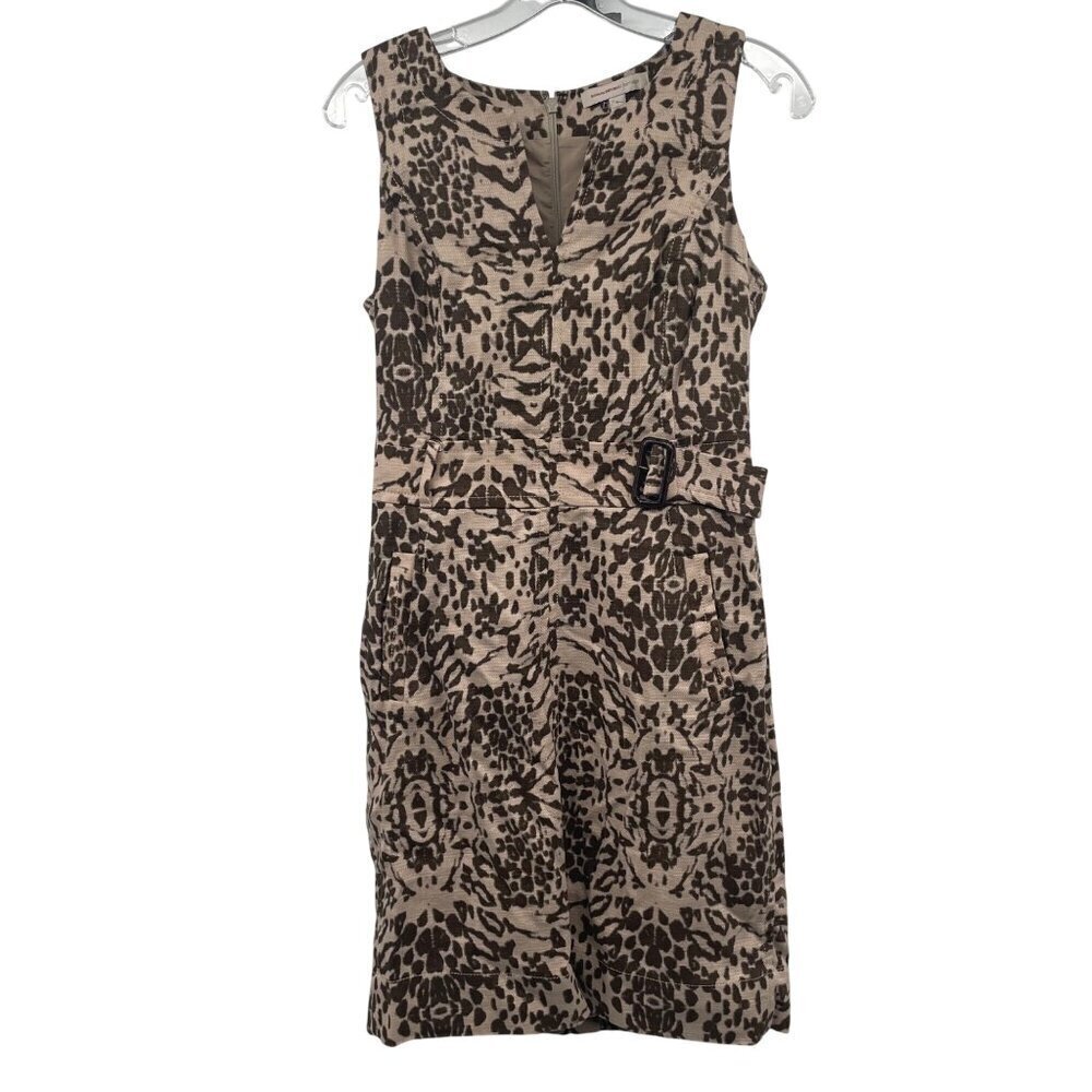 Banana Republic Heritage Sheath Dress Sleeveless Belted Tan/Brown Size 6